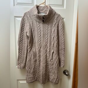 Aran Craft Cable Knit Full Zip Cardigan Women’s Xsm/Small 100% Merino Wool